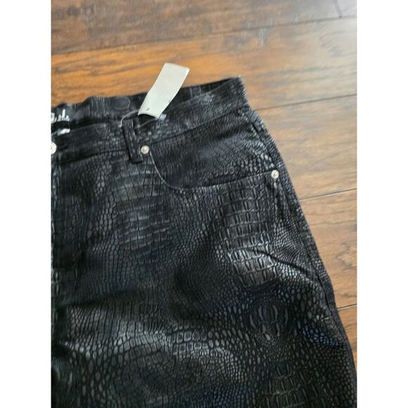 Vintage Guess Jeans Men 42 x 32 Black Embossed Crocodile Skin Pants Straight - Picture 4 of 14
